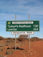Great Central Road sign, Outback Way nr Hunt Oil Road